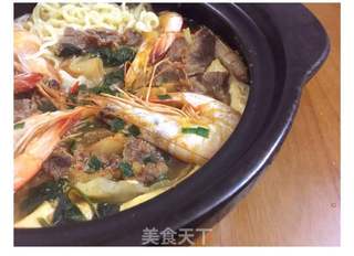 韩式牛肉大虾大酱锅的做法步骤:6