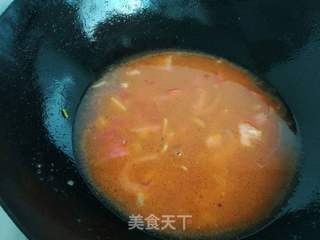 番茄浓汤汆肉片的做法步骤:12