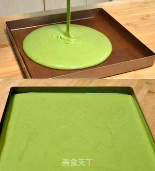 柠檬香抹茶蜜豆瑞士卷的做法步骤:8