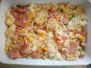 鲜虾培根芝士焗饭的做法步骤：8