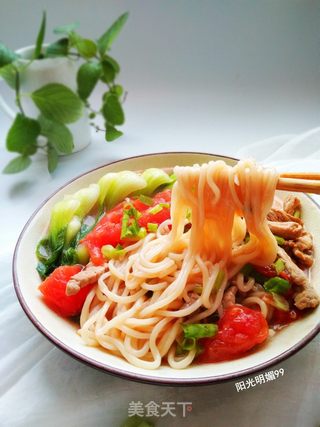 西红柿肉丝面的做法步骤:11