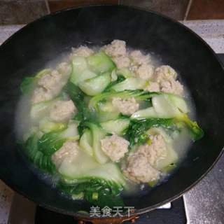 青菜丸子汤的做法步骤：4