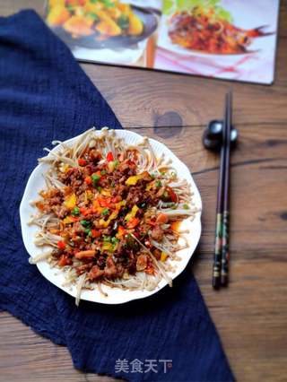 香烤肉末泡椒金针菇的做法步骤:9