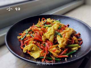 农家蒜苗胡萝卜炒鸡蛋的做法步骤:10