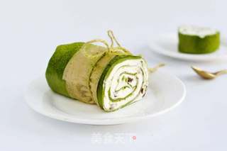 蜜豆抹茶毛巾卷的做法步骤:12