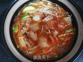 韩式辣白菜豆腐汤的做法步骤:11