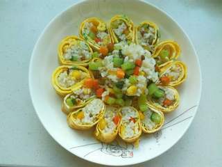 #鸡蛋美食#蛋皮饭卷的做法步骤:18