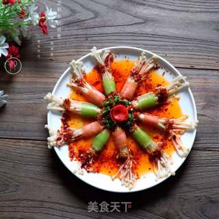 五彩金针菇卷的做法步骤:14