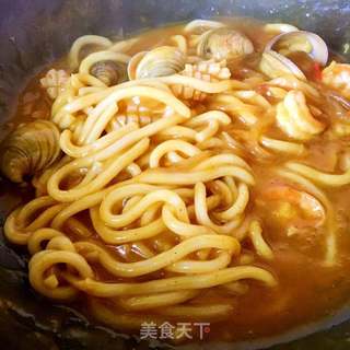 咖喱海鲜乌冬面的做法步骤:18