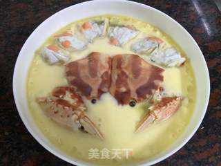 滑蛋蒸红蟹的做法步骤：7