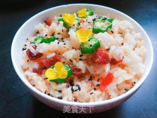 腊肠秋葵炒饭的做法步骤：9