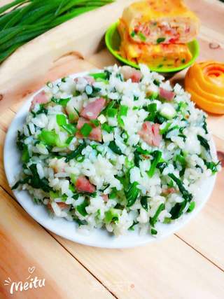 咸肉青菜炒饭的做法步骤：7