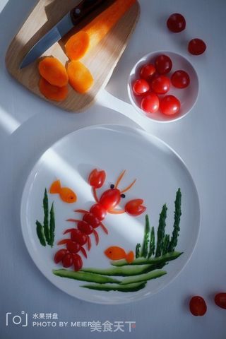 龙虾餐盘画的做法步骤:9