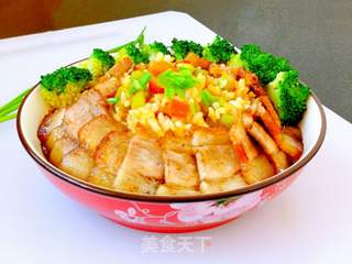 蚝油五花肉炒饭的做法步骤:6