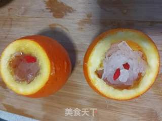 冰糖燕窝炖香橙的做法步骤:4