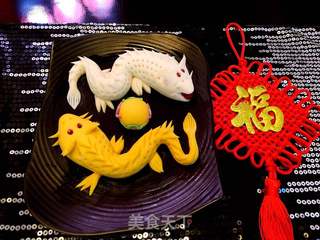 双龙戏珠花样馒头的做法步骤:14