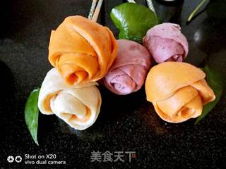 玫瑰花馒头花束的做法步骤:12