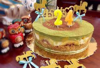 抹茶双味芝士生日蛋糕的做法步骤:26