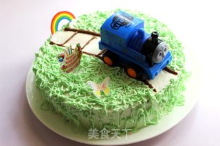 托马斯小火车奶油蛋糕的做法步骤:13