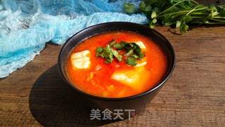 番茄豆腐汤的做法步骤:11