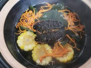 虫草花玉米海参汤的做法步骤:8