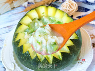 宝宝辅食——南瓜盅炖磷虾粥!的做法步骤:8