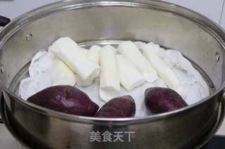 山药紫薯泥的做法步骤:2