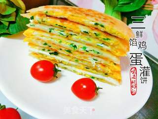 三鲜馅鸡蛋灌饼的做法步骤:10