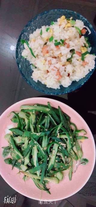 秋葵火腿蛋炒饭的做法步骤:6