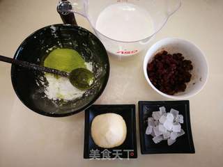 椰香抹茶红豆糕的做法步骤：1
