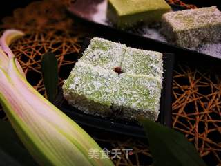 椰香抹茶红豆糕的做法步骤:11