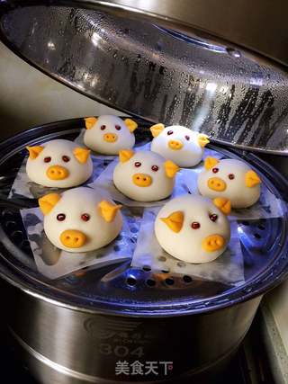 小猪豆沙包的做法步骤:25