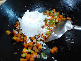 香辣南瓜鸡丁炒饭的做法步骤:15
