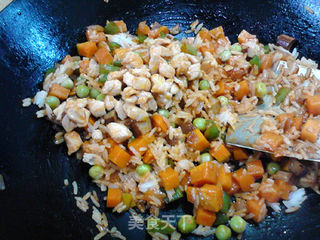 香辣南瓜鸡丁炒饭的做法步骤:16
