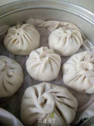 包菜淡菜干馅包子的做法步骤:12