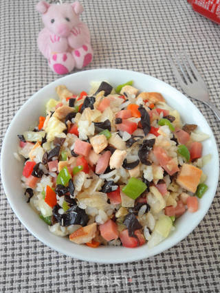火腿鸡丁炒饭的做法步骤:11