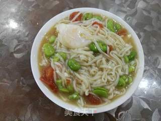 番茄豆米鸡蛋面的做法步骤:14