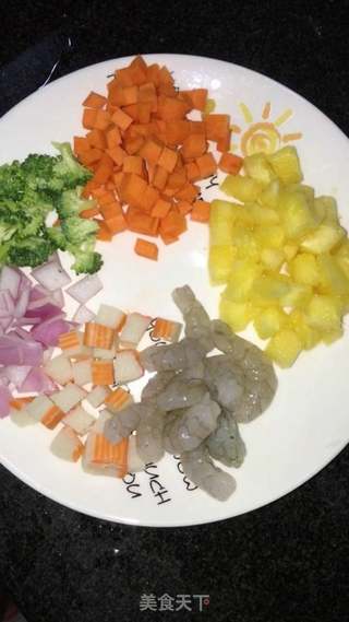 菠萝炒饭的做法步骤:4