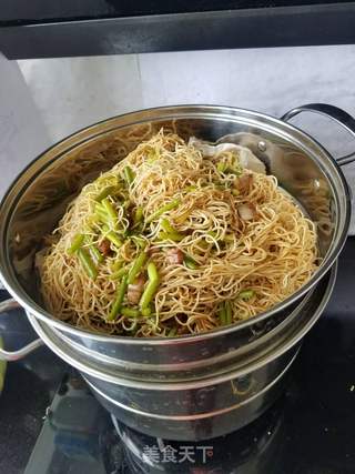 “蒸菜”蒜苔肉卤面的做法步骤：10