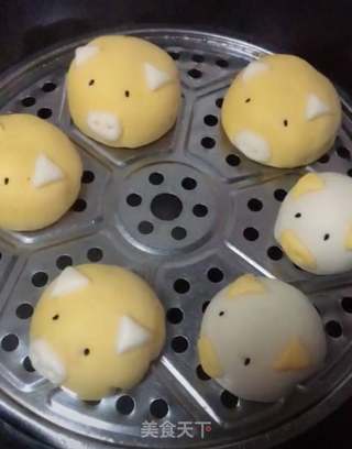 小猪豆沙包的做法步骤:13
