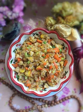 鸡肉什锦炒饭的做法步骤:9