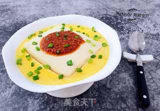 虾酱豆腐蒸蛋羹的做法步骤:7