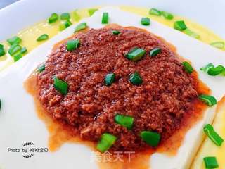 虾酱豆腐蒸蛋羹的做法步骤:8