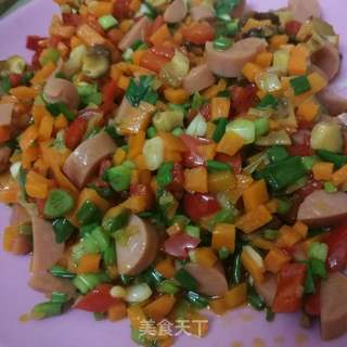 彩色炒饭的做法步骤:4