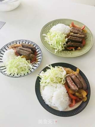 彩椒牛排盖浇饭的做法步骤:14