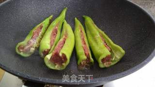 尖椒酿肉的做法步骤:6