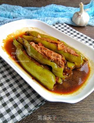 尖椒酿肉的做法步骤:9
