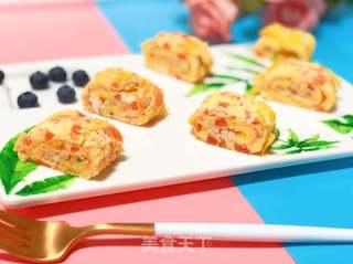 【宝宝辅食】18M+,番茄蘑菇厚蛋烧的做法步骤:20