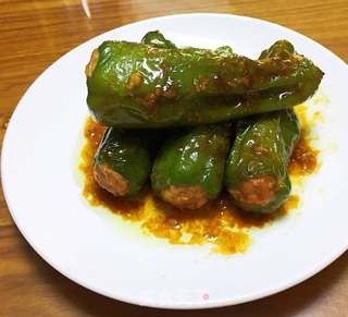 青椒酿肉的做法步骤:13