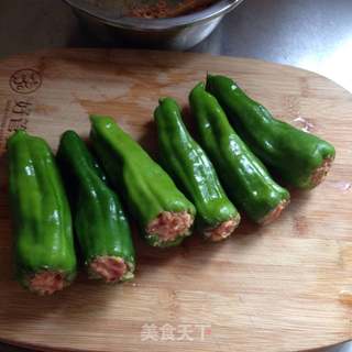 青椒酿肉的做法步骤:5
